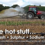 Tractor spreading liquid fertiliser Potash, Sulpher, Sodium