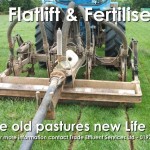 Commercial fertiliser application in grass pasture field flatlifting and fertilising with nitrogen, phosphorus and organic matter